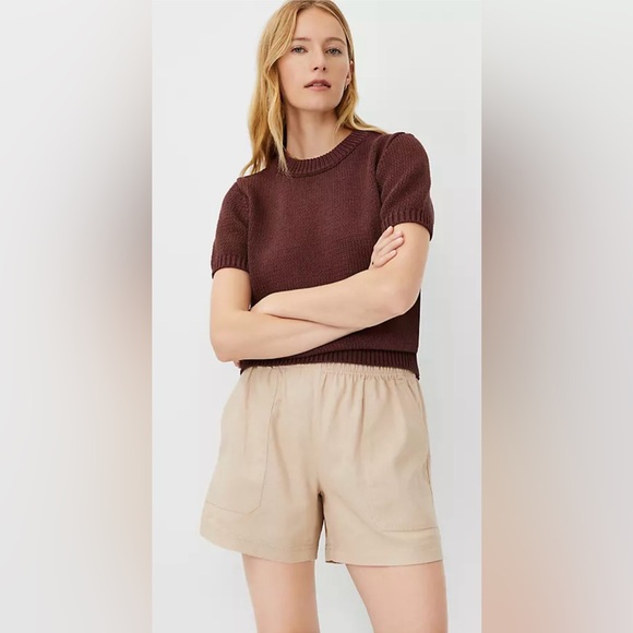 Ann Taylor Weekend Collection Chunky Wedge Sweater Tee Brown Size M NWT - Picture 4 of 10